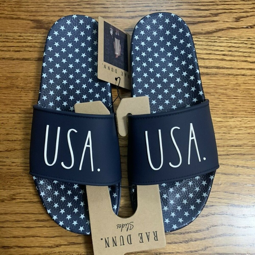NEW Rae Dunn STARS USA Comfort Slides